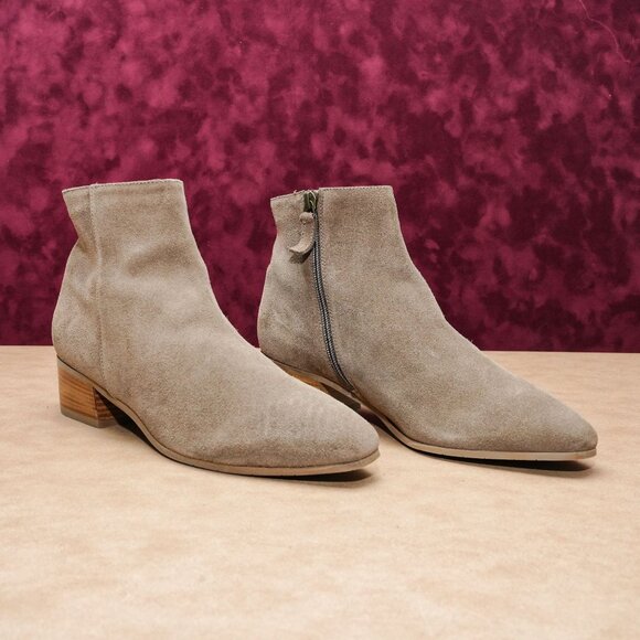 Aquatalia Women Prisilla Taupe Suede Dress Office Almond Ankle Boots sz 11